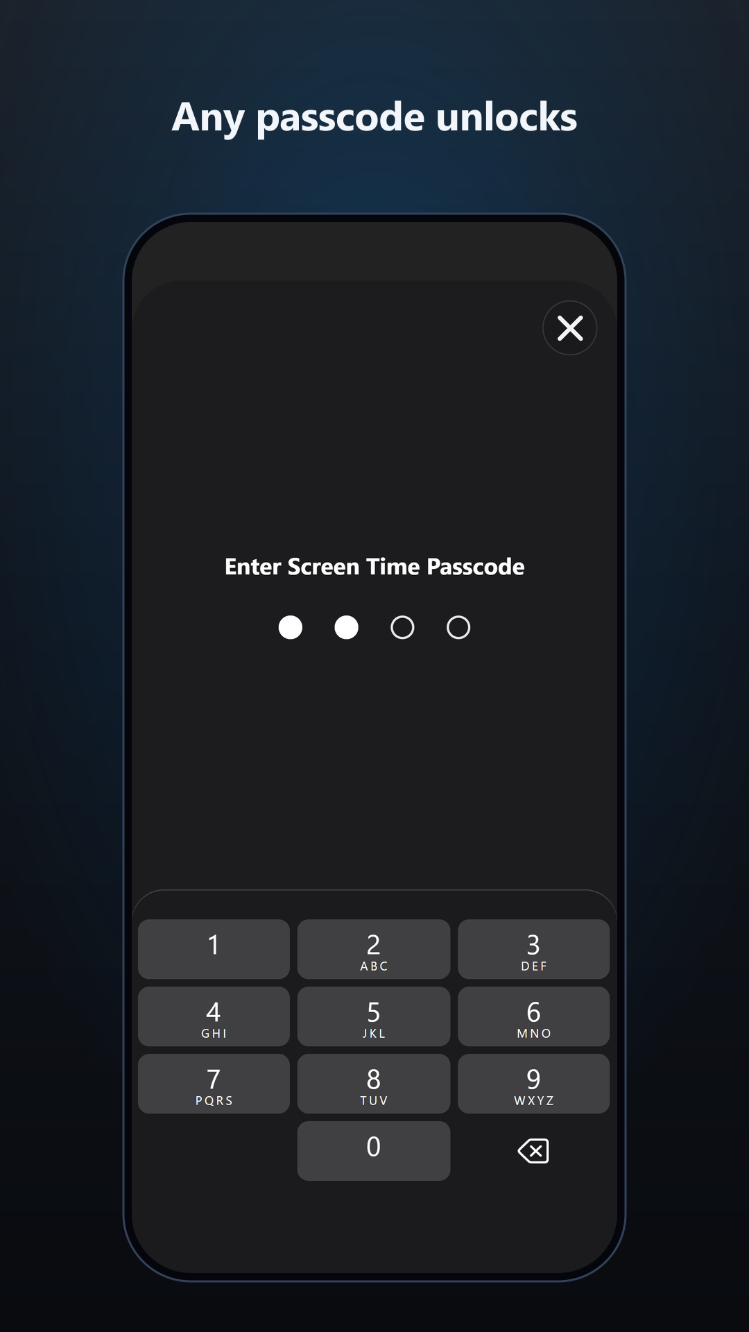 The passcode sheet — there is no wrong-code path