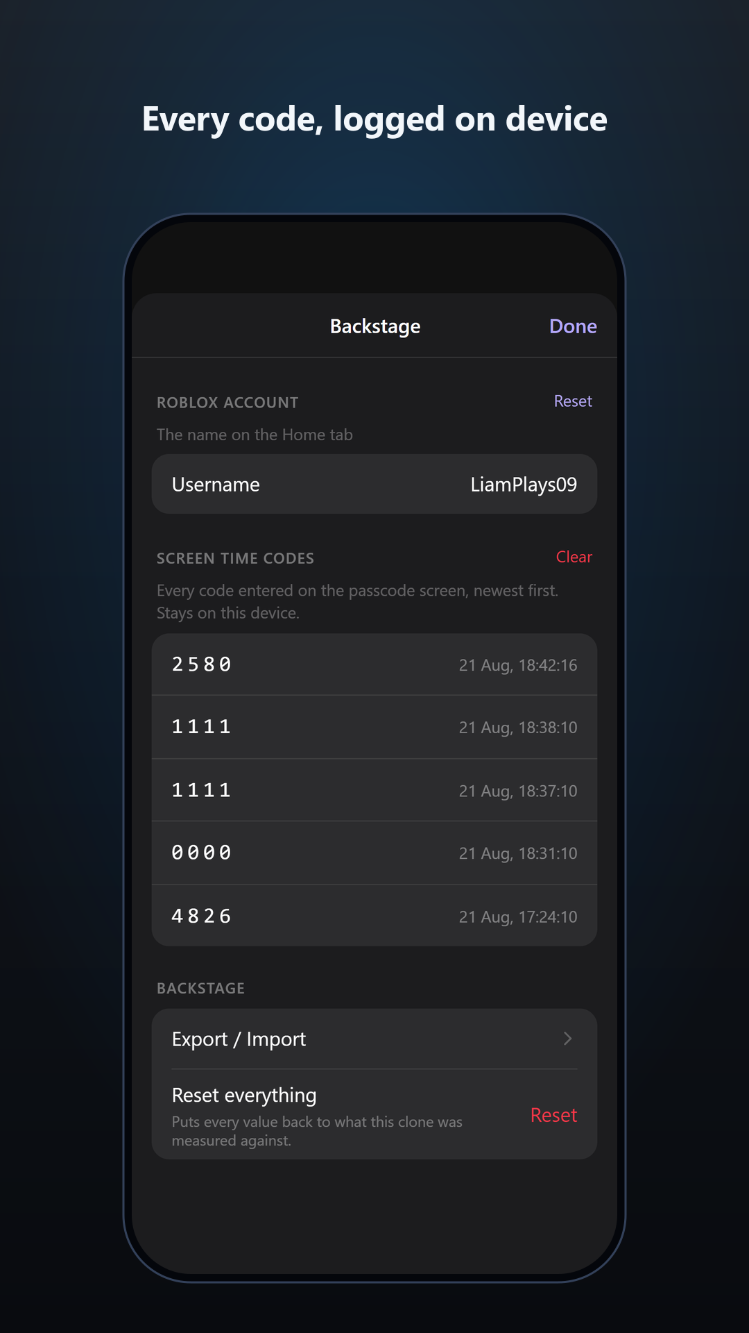 Press and hold the top of the screen to open Backstage