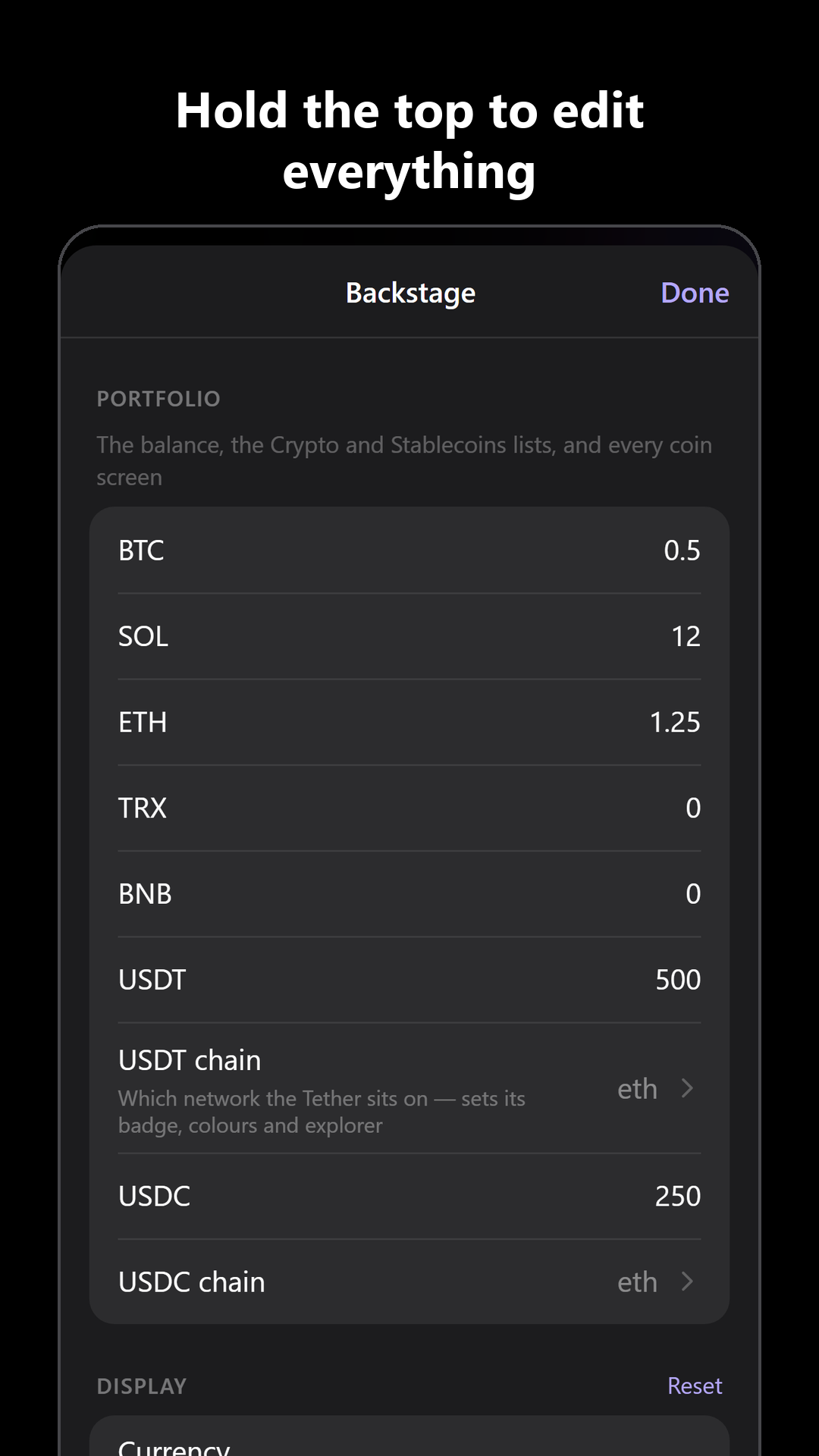 Backstage: every holding and transaction editable