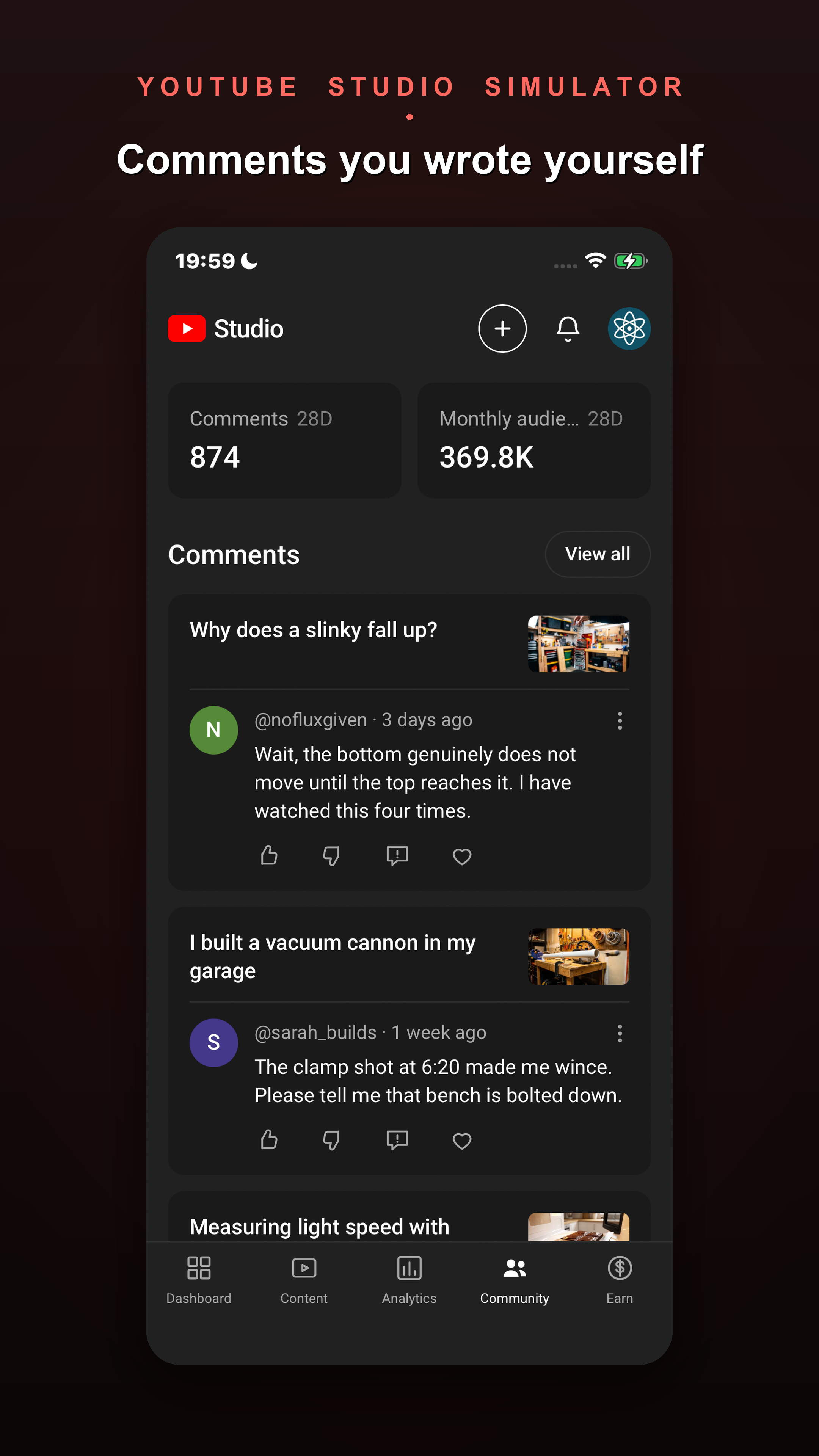 Community — the comment list