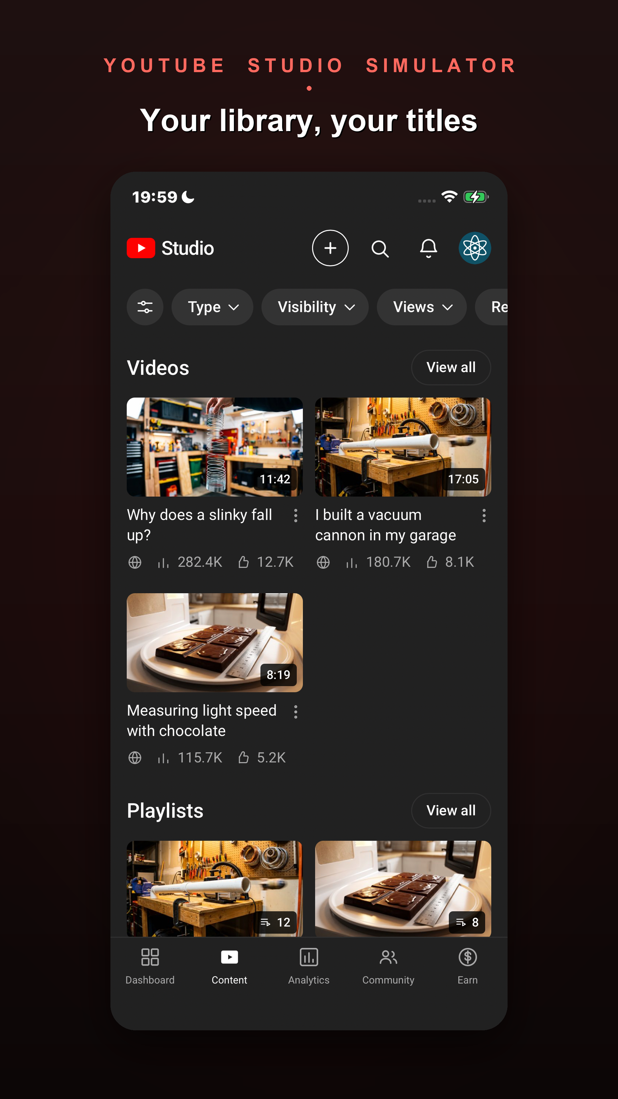Content — videos and playlists