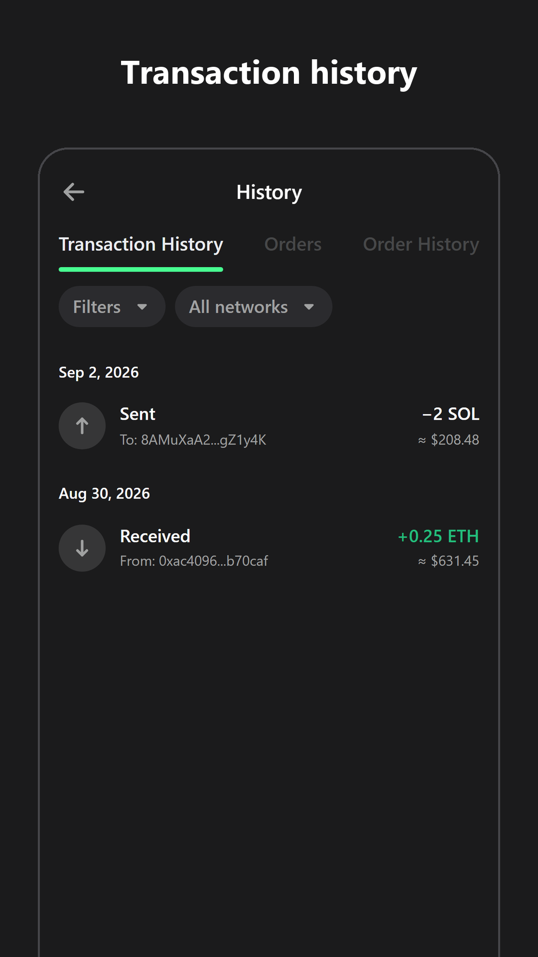 Transaction history