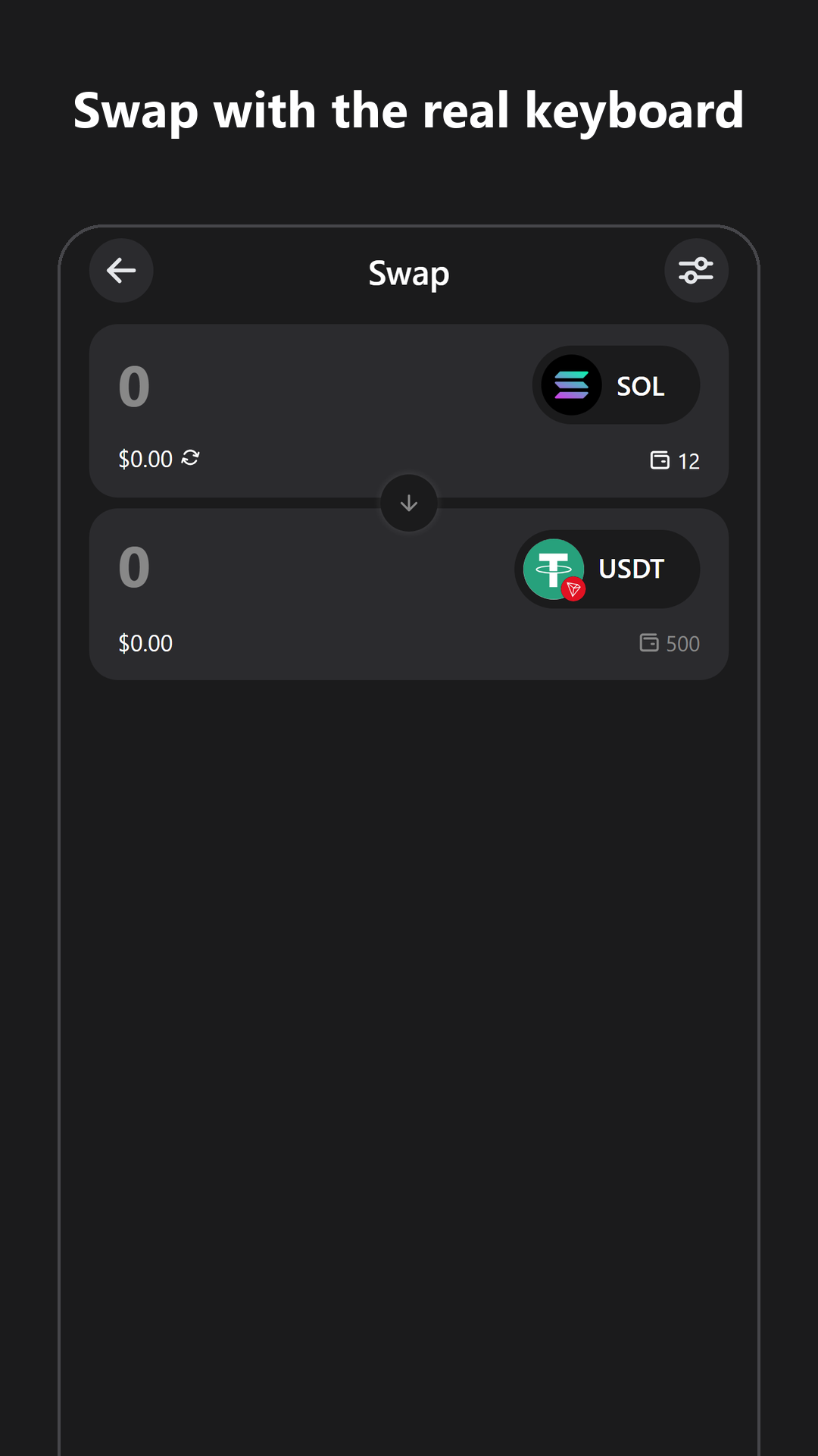 Swap with the keyboard and slider