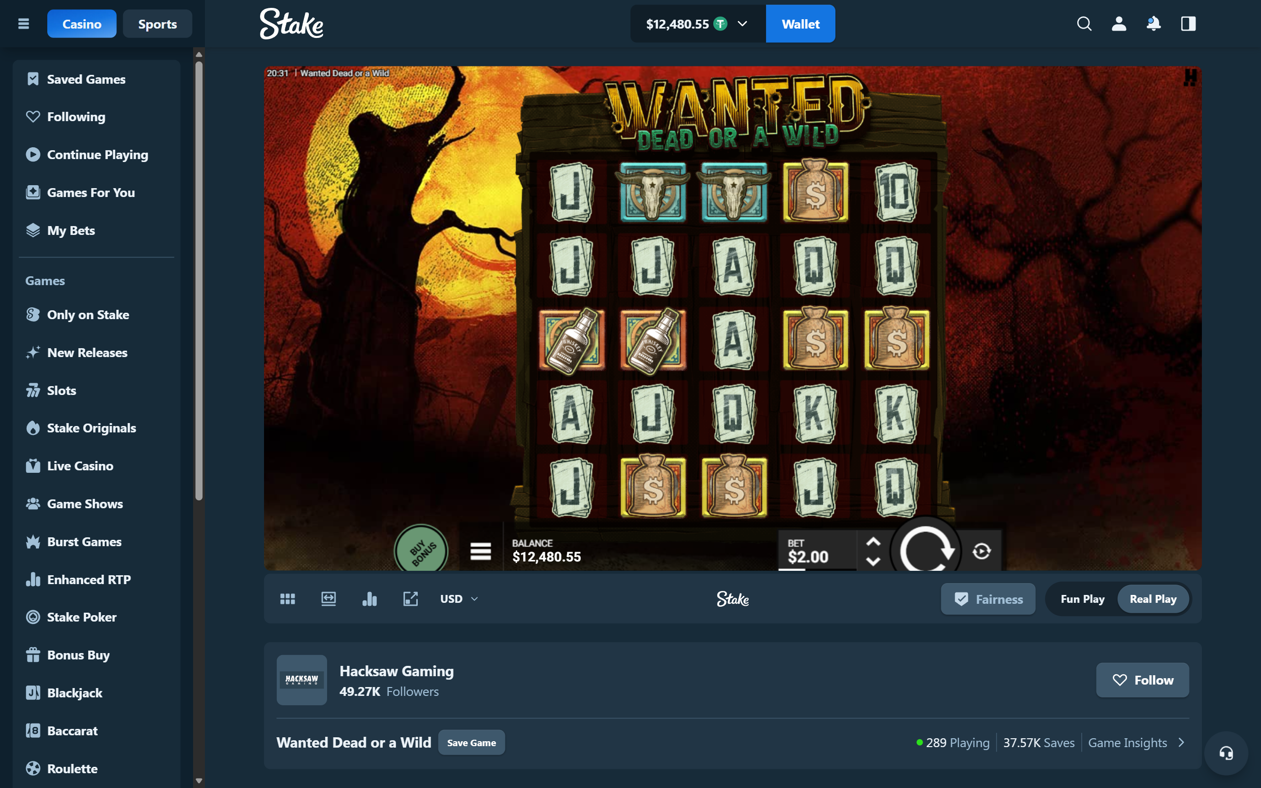 Wanted Dead or a Wild spins with your own balance on the reels